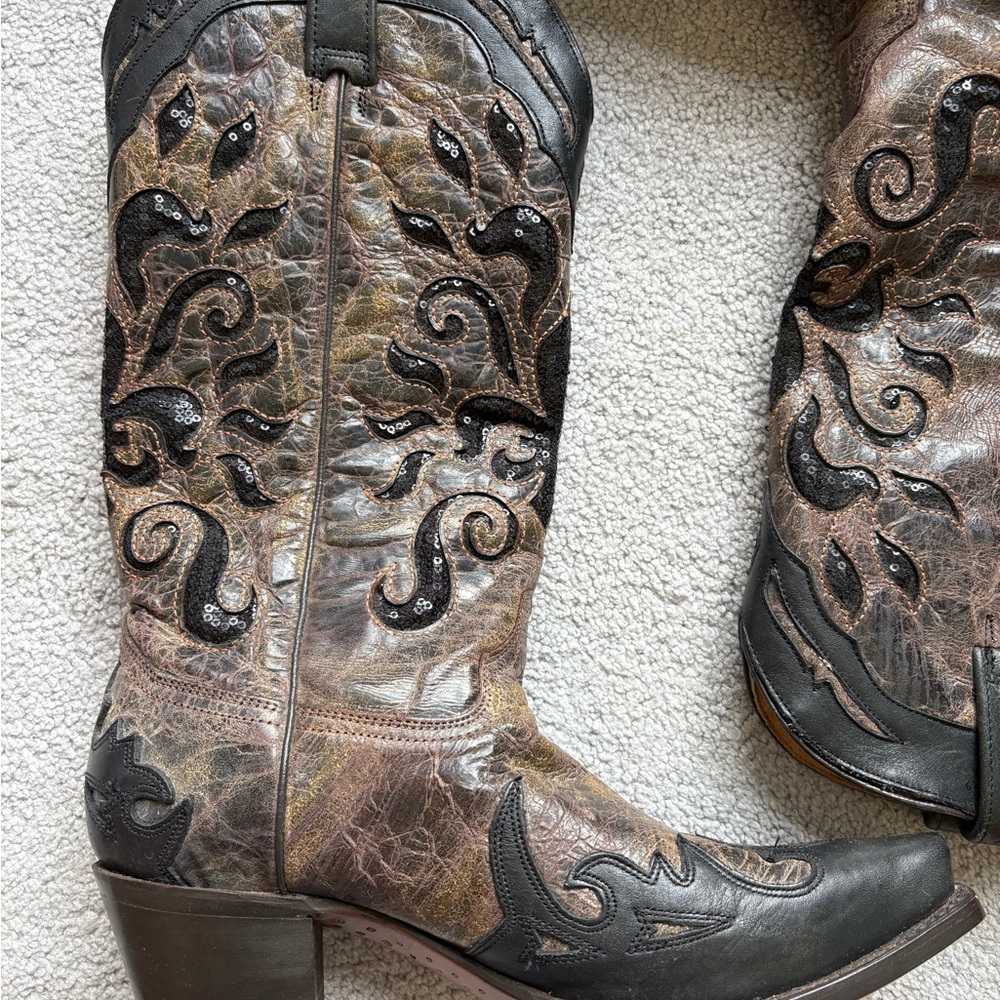 Corral Brown Leather Western Boots 9 1/2 - Picture 4 of 8